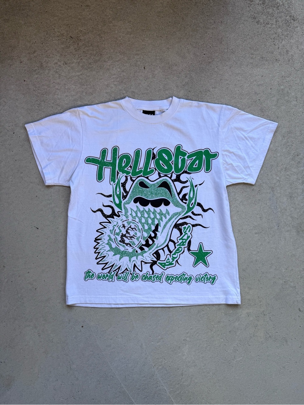 White Short-Sleeve Graphic Tee with Green Artwork - Women